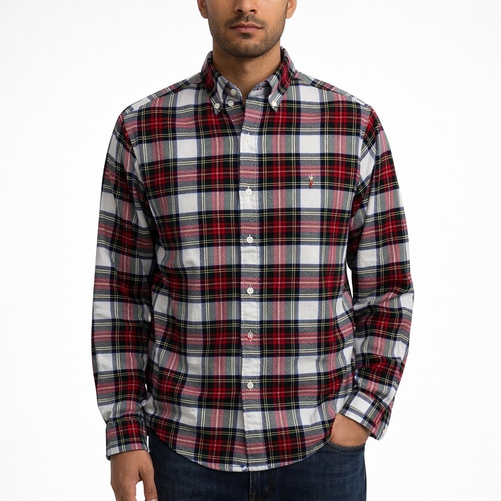 Ralph Lauren Classic Fit Plaid Button Down Shirt Men's Size M Red Green Blue - Picture 1 of 6